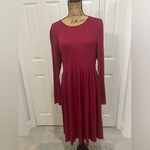 DB Moon Flowy Long Sleeve Burgundy Dress